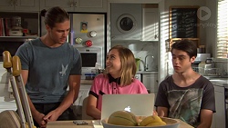 Tyler Brennan, Piper Willis, Ben Kirk in Neighbours Episode 