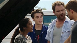 Yashvi Rebecchi, Ben Kirk, Shane Rebecchi, Evan Lewis in Neighbours Episode 7644