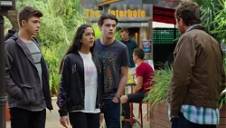 Evan Lewis, Yashvi Rebecchi, Ben Kirk, Shane Rebecchi in Neighbours Episode 7650