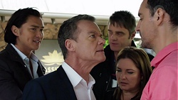 Leo Tanaka, Paul Robinson, Gary Canning, Terese Willis, Nick Petrides in Neighbours Episode 7662