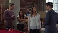 Tyler Brennan, Mishti Sharma, Amy Williams, Nick Petrides in Neighbours Episode 