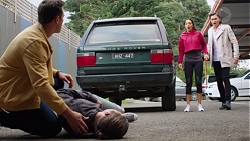 Aaron Brennan, Tyler Brennan, Mishti Sharma, Leo Tanaka in Neighbours Episode 7668