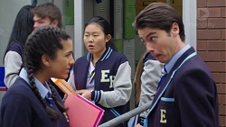 Yashvi Rebecchi, Li-Kim Chen, Ben Kirk in Neighbours Episode 