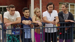 Aaron Brennan, David Tanaka, Courtney Grixti, Leo Tanaka, Tyler Brennan in Neighbours Episode 7679