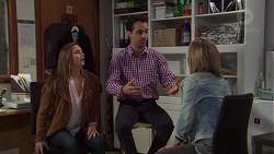 Amy Williams, Nick Petrides, Steph Scully in Neighbours Episode 
