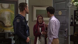 Mark Brennan, Sara Khan, Nick Petrides in Neighbours Episode 