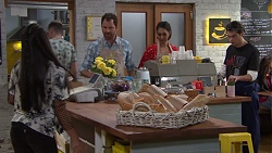 Yashvi Rebecchi, Shane Rebecchi, Dipi Rebecchi, Ben Kirk in Neighbours Episode 