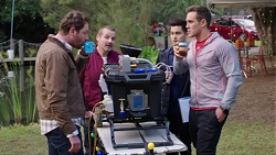 Shane Rebecchi, Toadie Rebecchi, David Tanaka, Aaron Brennan in Neighbours Episode 