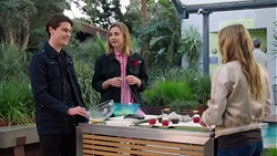 Ben Kirk, Piper Willis, Xanthe Canning in Neighbours Episode 