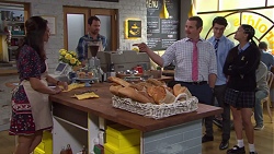 Dipi Rebecchi, Shane Rebecchi, Toadie Rebecchi, Ben Kirk, Yashvi Rebecchi in Neighbours Episode 